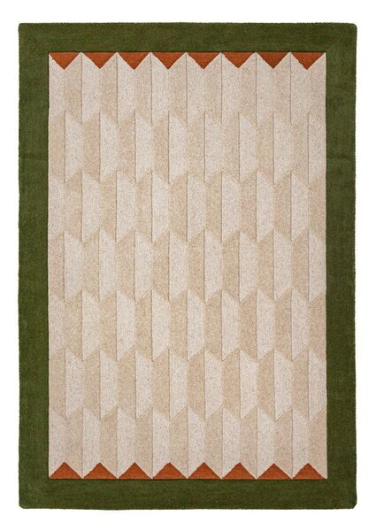 Zelena/v naravni barvi ročno tkana volnena preproga 120x170 cm Apex Border Wool – Flair Rugs