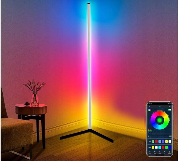 LED RGB kotna talna svetilka 100cm APP + daljinski upravljalnik Rainbow 3D