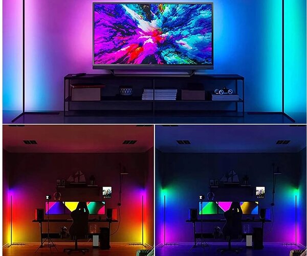 LED RGB kotna talna svetilka 100cm APP + daljinski upravljalnik Rainbow 3D