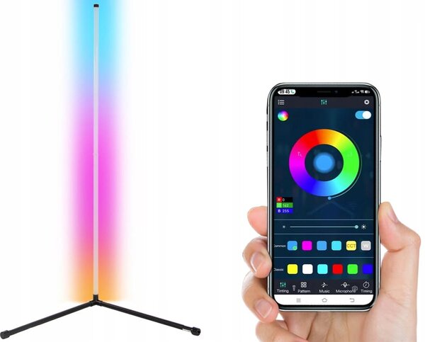 LED RGB kotna talna svetilka 100cm APP + daljinski upravljalnik Rainbow 3D