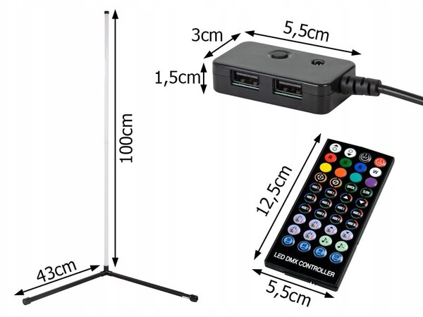 LED RGB kotna talna svetilka 100cm APP + daljinski upravljalnik Rainbow 3D