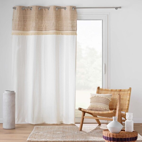 Belo-rjava zavesa iz mešanice jute 140x240 cm Cirrus – douceur d'intérieur