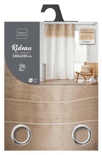 Belo-rjava zavesa iz mešanice jute 140x240 cm Cirrus – douceur d'intérieur
