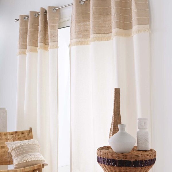 Belo-rjava zavesa iz mešanice jute 140x240 cm Cirrus – douceur d'intérieur