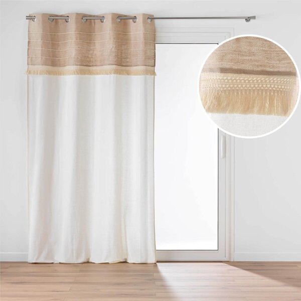 Belo-rjava zavesa iz mešanice jute 140x240 cm Cirrus – douceur d'intérieur