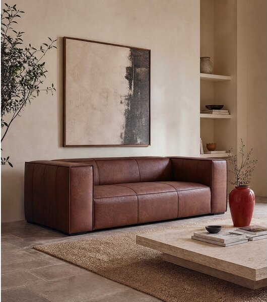 Rjava usnjena zofa v barvi konjaka 227 cm Madame - Windsor & Co Sofas