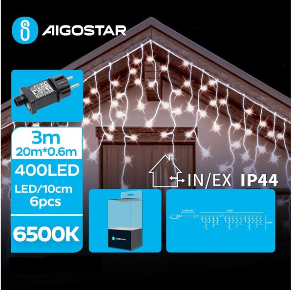 Aigostar - LED Zunanja božična veriga 400xLED/8 funkcij 23x0,6m IP44 hladno bela