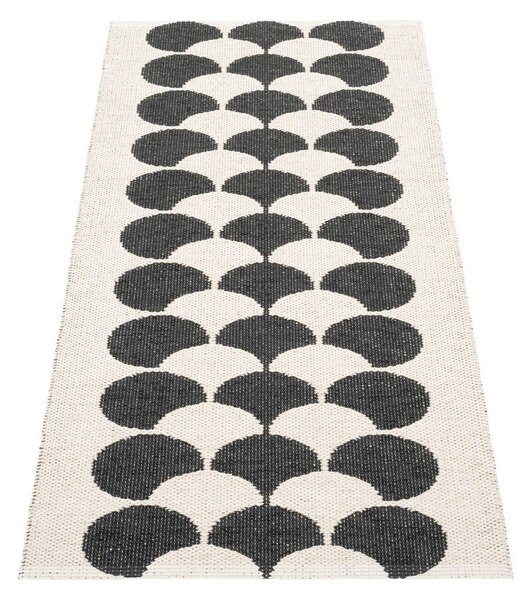 Črn/kremno bel zunanji in notranji tekač 70x150 cm Poppy Black Vanilla – Pappelina