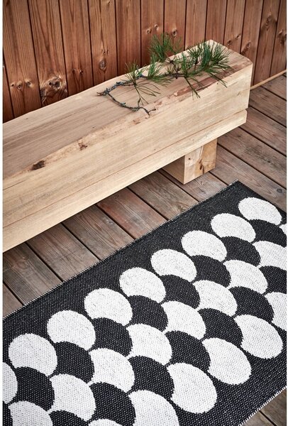 Črn/kremno bel zunanji in notranji tekač 70x150 cm Poppy Black Vanilla – Pappelina