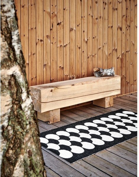 Črn/kremno bel zunanji in notranji tekač 70x150 cm Poppy Black Vanilla – Pappelina
