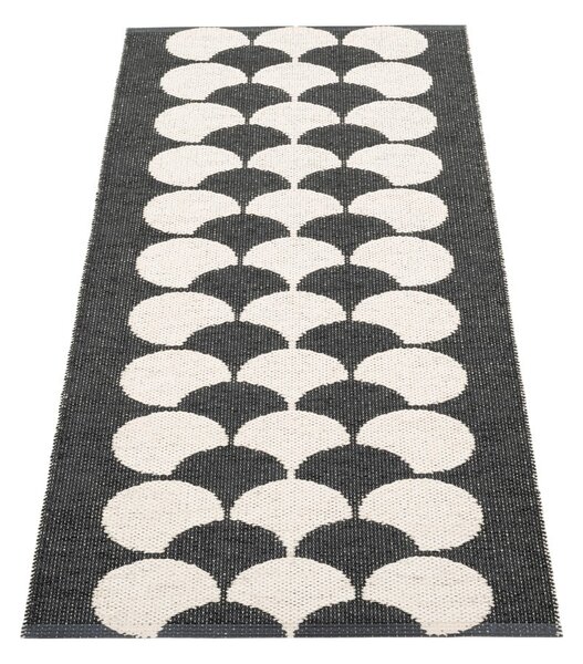 Črn/kremno bel zunanji in notranji tekač 70x150 cm Poppy Black Vanilla – Pappelina