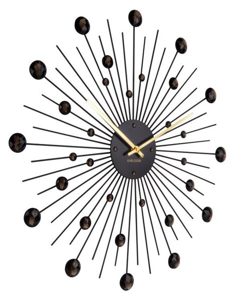 Stenska ura v črni barvi Karlsson Sunburst, ø 50 cm