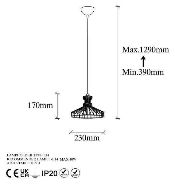 Viseča svetilka v zlati barvi s kovinskim senčnikom ø 23 cm Events – Opviq lights