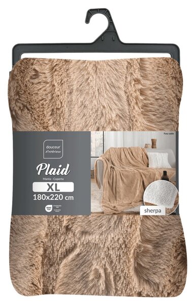 Svetlo rjava odeja iz mikropliša 180x220 cm Foxy – douceur d'intérieur