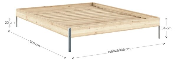 Rjava zakonska postelja iz masivnega bora z letvenim dnom 140x200 cm Core – Karup Design