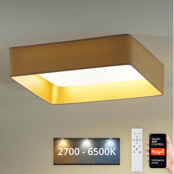 Brilagi-LED Zatemnitvena svetilka VELVET SQUARE LED/36W/230V Wi-Fi Tuya + Daljinski upravljalnik bež