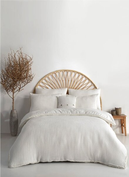 Bela enojna posteljnina iz renforce bombaža 140x200 cm Waffle Striped – Mila Home Luxury