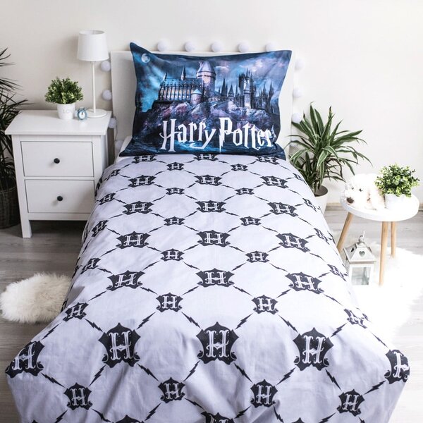 Modra otroška bombažna posteljnina s svetlečim učinkom Jerry Fabrics Harry Potter, 140 x 200 cm