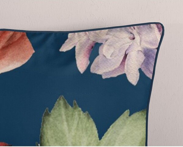 Temno modra enojna podaljšana posteljnina iz bombažnega satena 140x220 cm Fiori – Descanso