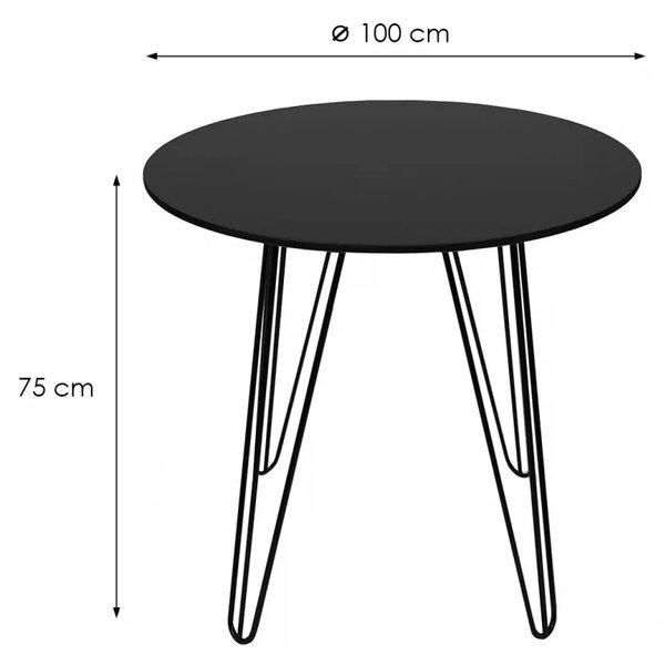 Okrogla jedilna miza HARRY 100x100, črna