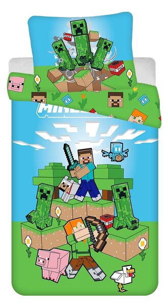 Jerry Fabrics Bombažno posteljno perilo Minecraft Outdoor Mobs, 140 x 200 cm, 70 x 90 cm