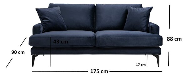 Temno modra sedežna garnitura 175 cm Papira – Balcab Home