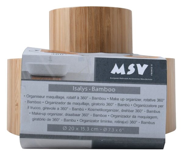 Bambusov kopalniški organizator za kozmetiko/vrtljiv v naravni barvi Isalys – MSV