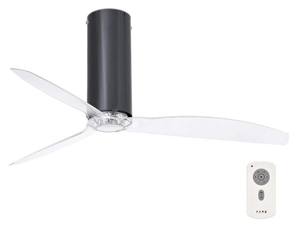 FARO 32035 - Stropni ventilator TUBE FAN črna/prozorna pr. 128 cm + Daljinski upravljalnik