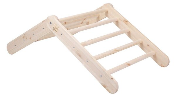 Piklerjev trikotnik iz masivnega bora v naravni barvi 46x87x60 cm Montessori – Meowbaby