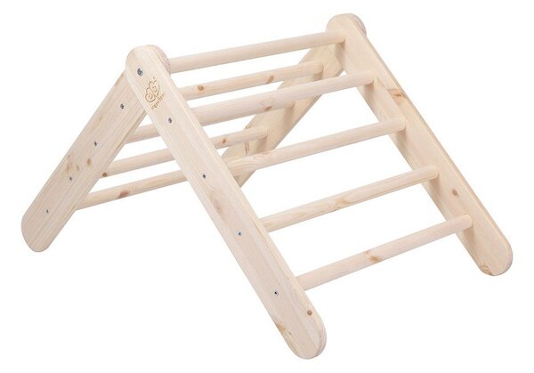Piklerjev trikotnik iz masivnega bora v naravni barvi 46x87x60 cm Montessori – Meowbaby