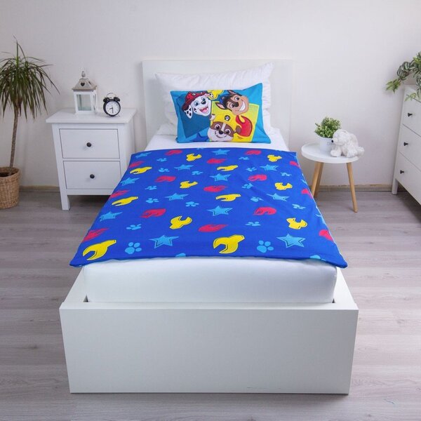 Modra bombažna otroška posteljnina za otroško posteljico 100x135 cm Paw Patrol "Pawsome days ahead" – Jerry Fabrics