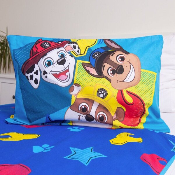 Modra bombažna otroška posteljnina za otroško posteljico 100x135 cm Paw Patrol "Pawsome days ahead" – Jerry Fabrics