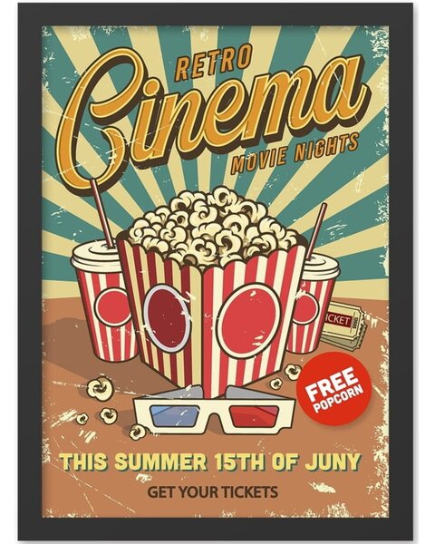 Slika 40x55 cm Retro Cinema – Wallity