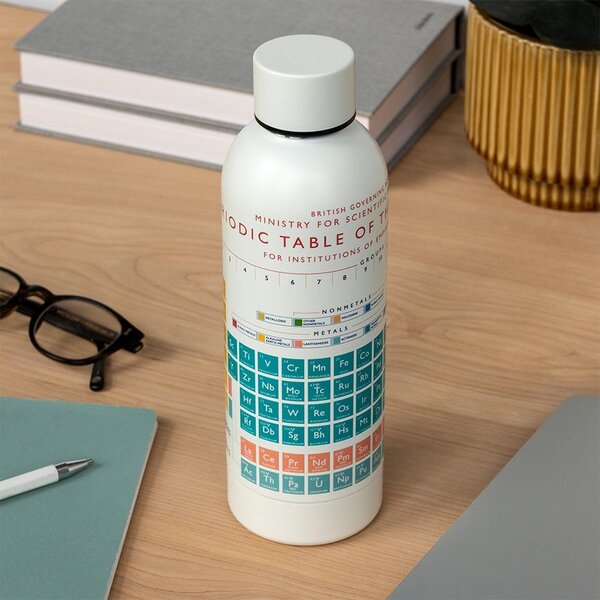 Kremno bela steklenica za vodo za na pot iz nerjavečega jekla 500 ml Periodic Table – Rex London