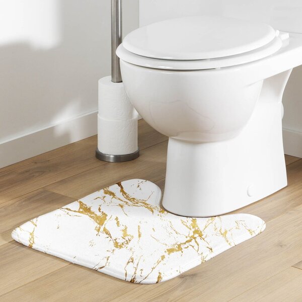 Kopalniška preproga v beli in zlati barvi 45x45 cm Aquamarbre – douceur d'intérieur