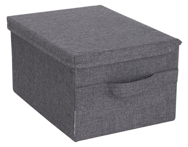 Siva tekstilna škatla za shranjevanje s pokrovom 35x19x26 cm Soft Storage – Bigso Box of Sweden