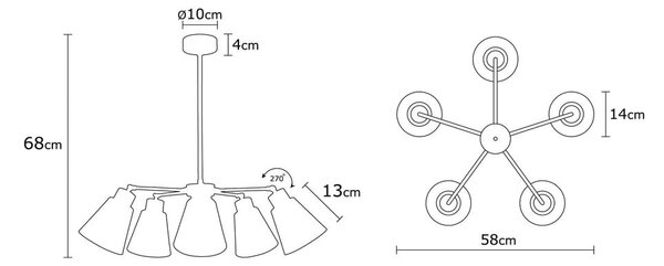 Viseča svetilka s kovinskim senčnikom ø 58 cm Manavgat – Opviq lights