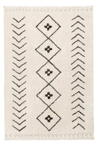 Kremno bela pralna ročno tkana bombažna preproga 140x210 cm Bereber Rhombs – Lorena Canals