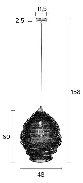 Črna viseča svetilka White Label Lena, ø 48 cm