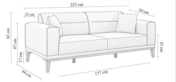 Siva raztegljiva sedežna garnitura 223 cm Liones – Artie