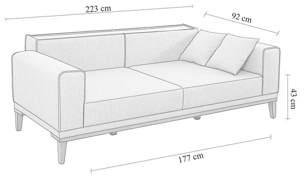 Siva raztegljiva sedežna garnitura 223 cm Liones – Artie