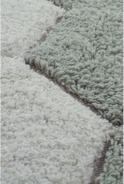 Svetlo zelena pralna ročno tkana bombažna okrogla preproga ø 140 cm Honeycomb Blue Sage – Lorena Canals