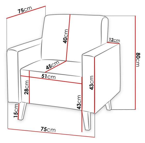 Fotelj Providence D102, 75x75x80cm, Noge: Plastika