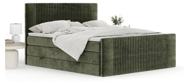 Temno zelena boxspring postelja s prostorom za shranjevanje 180x200 cm Bergamo – Maison de Rêve