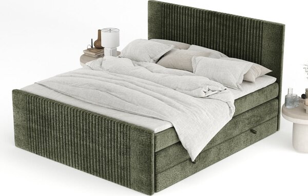 Temno zelena boxspring postelja s prostorom za shranjevanje 180x200 cm Bergamo – Maison de Rêve