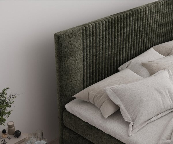 Temno zelena boxspring postelja s prostorom za shranjevanje 180x200 cm Bergamo – Maison de Rêve