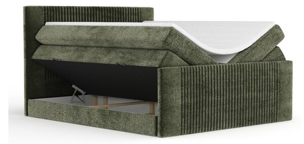 Temno zelena boxspring postelja s prostorom za shranjevanje 180x200 cm Bergamo – Maison de Rêve