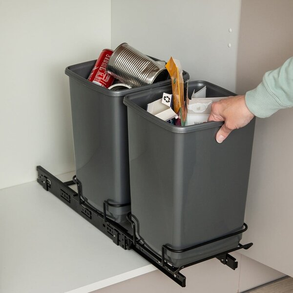 Komplet 2 sivih košev za odpadke Addis In-Cupboard Bin, 10 l