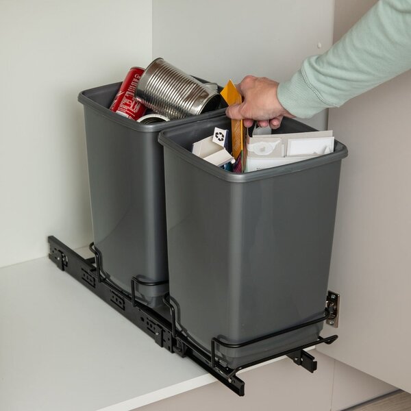 Komplet 2 sivih košev za odpadke Addis In-Cupboard Bin, 10 l