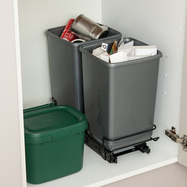 Komplet 2 sivih košev za odpadke Addis In-Cupboard Bin, 10 l